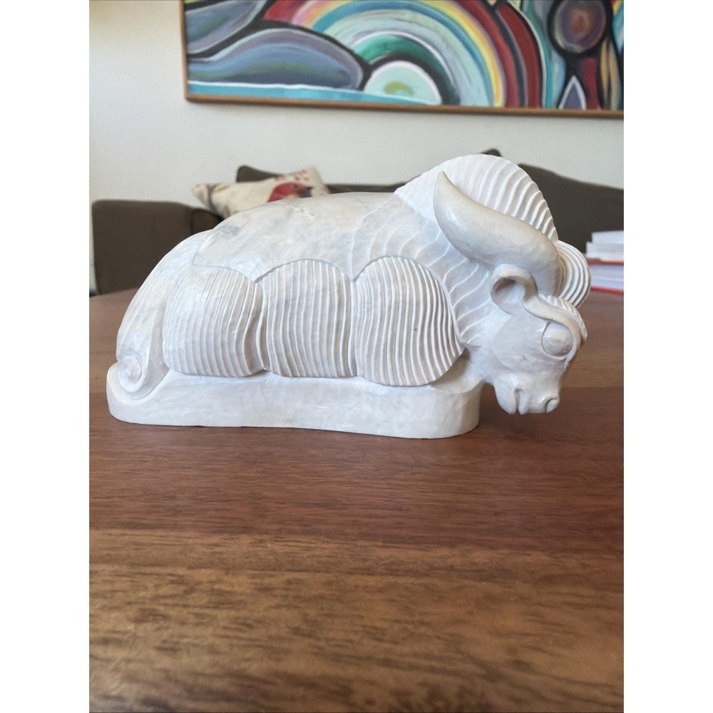 1988 Signed Tuva Agalmatolite Stone Bison Carving James Olson Museum Estate - Picture 10 of 14
